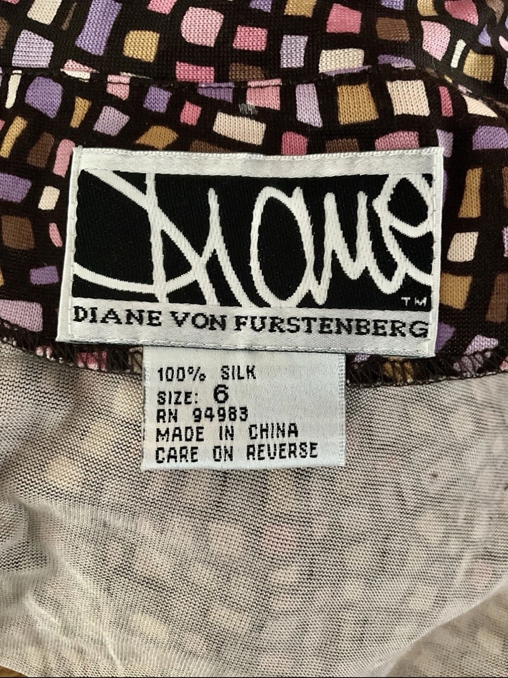 Diane Von Furstenberg Purple Mosaic-Print Long Sleeve Wrap Dress - Picture 4 of 4